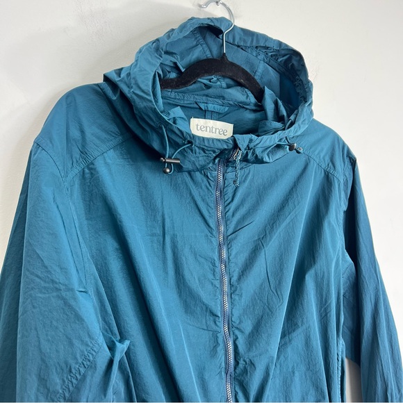 NWT TENTREE teal blue women's recycled nylon long jacket in reflecting pond M - Picture 7 of 17